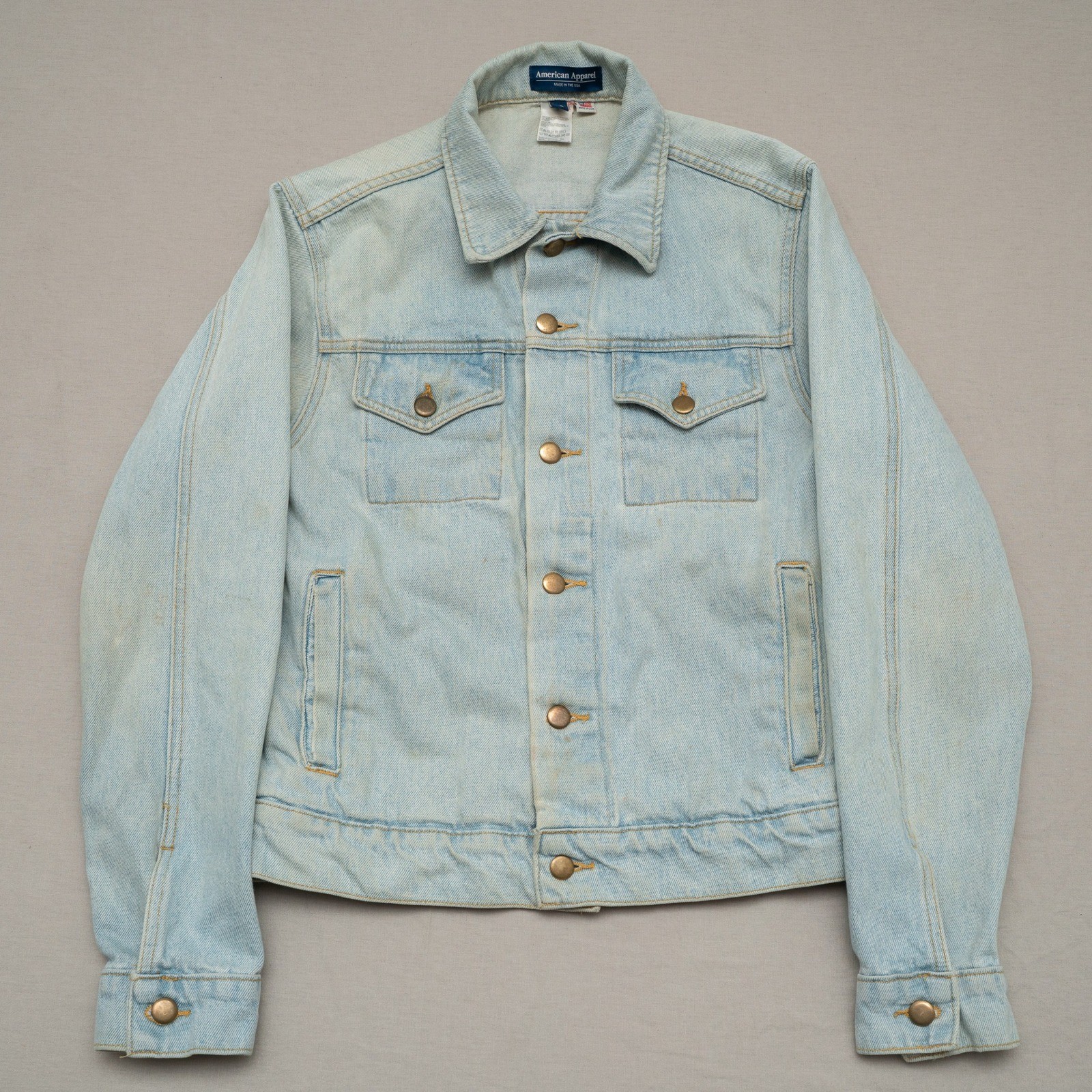 Vintage 90s American Apperel Distressed Lightwash Denim Type 3 Jacket USA Made S
