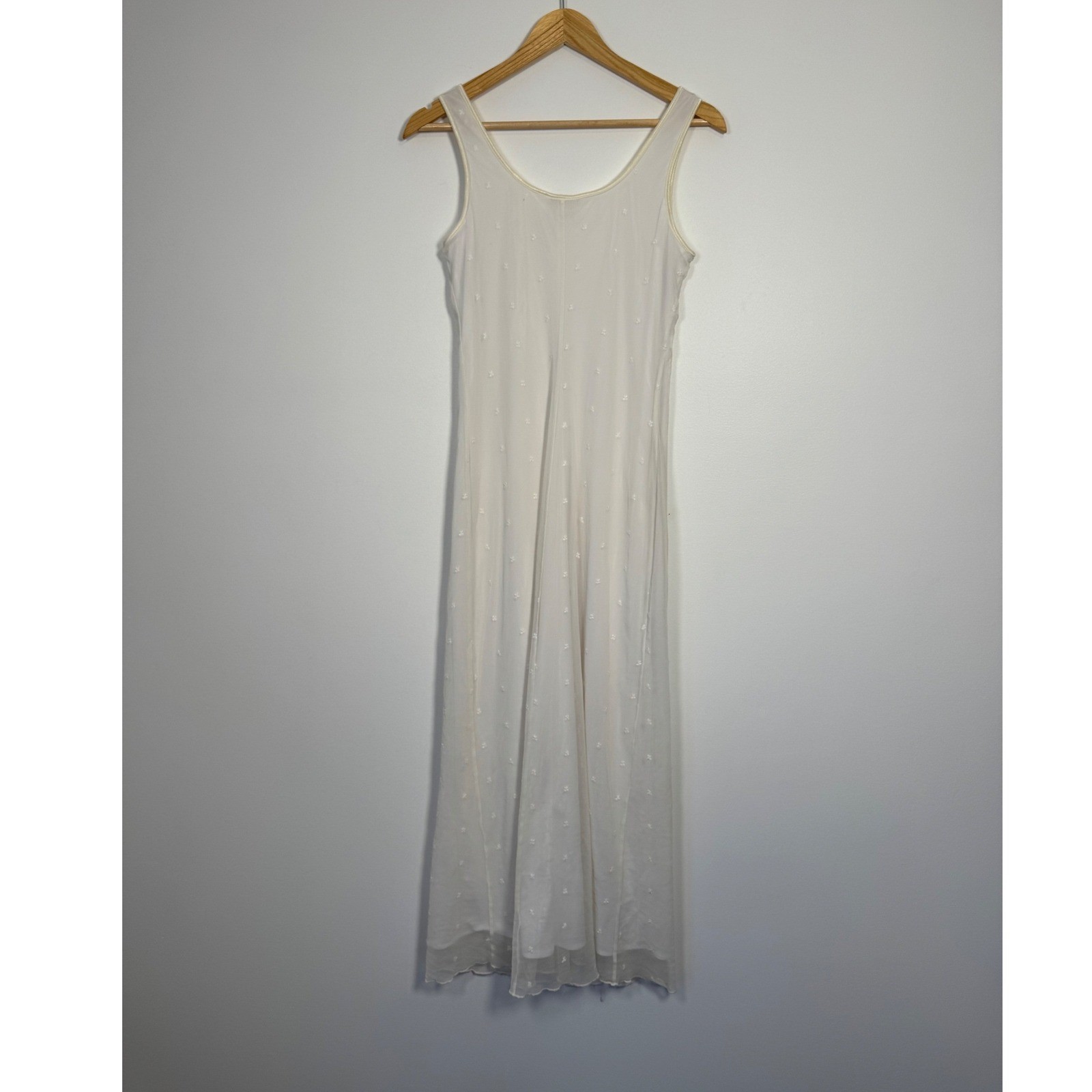 90s Vintage Rabbit Rabbit Rabbit Designs Mesh Maxi Dress Women S/M White Floral