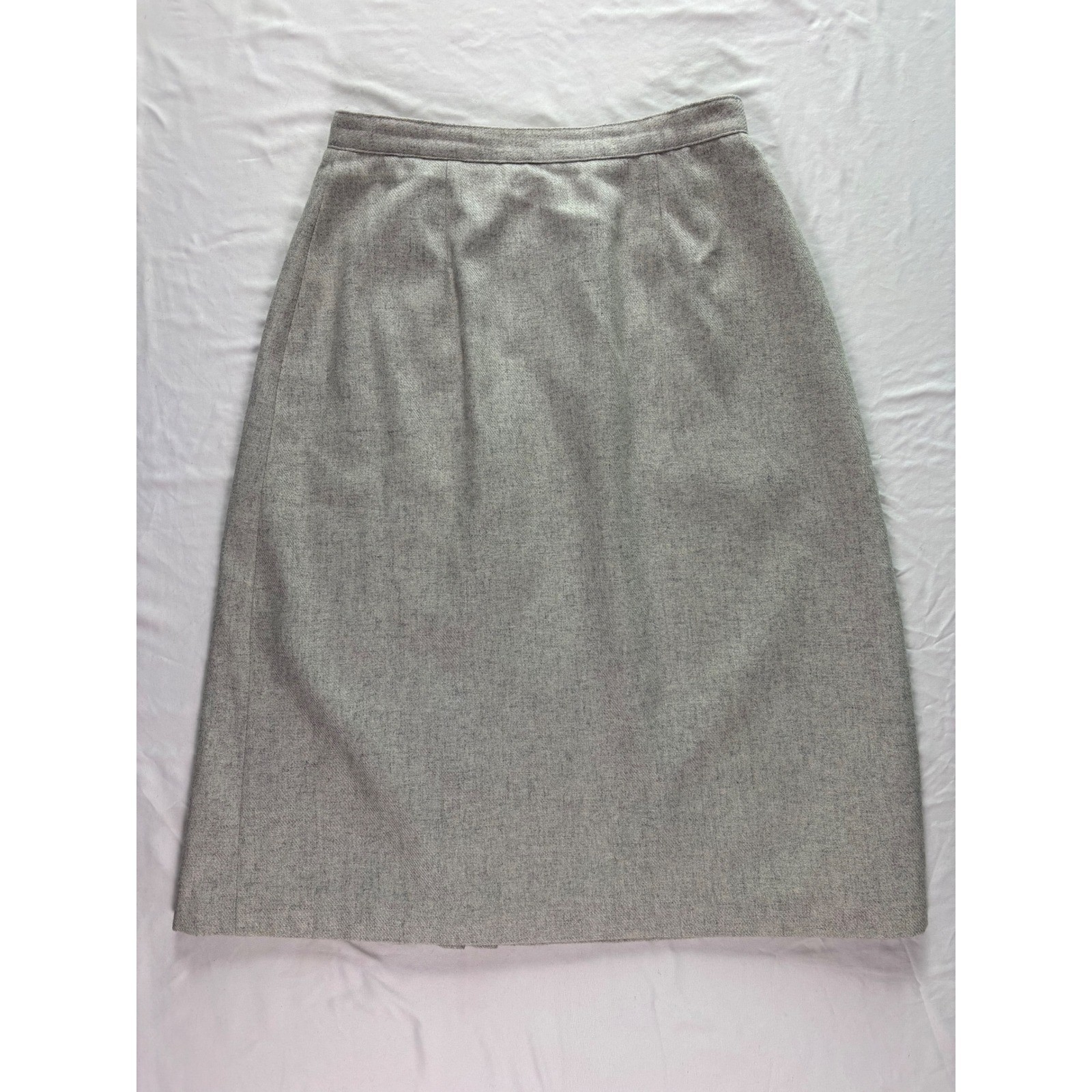 Vintage Wool Blend Pleated Midi Skirt Women Size S/M Gray Dark Academia Preppy