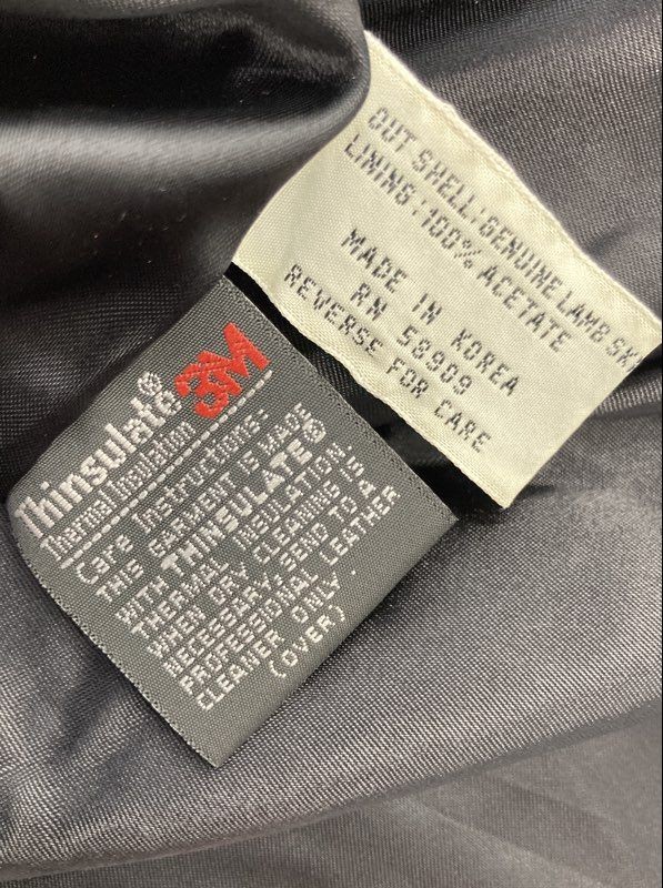 Vintage 90s Preston & York Women’s Black Lambskin Leather Thinsulate Coat Sz PM