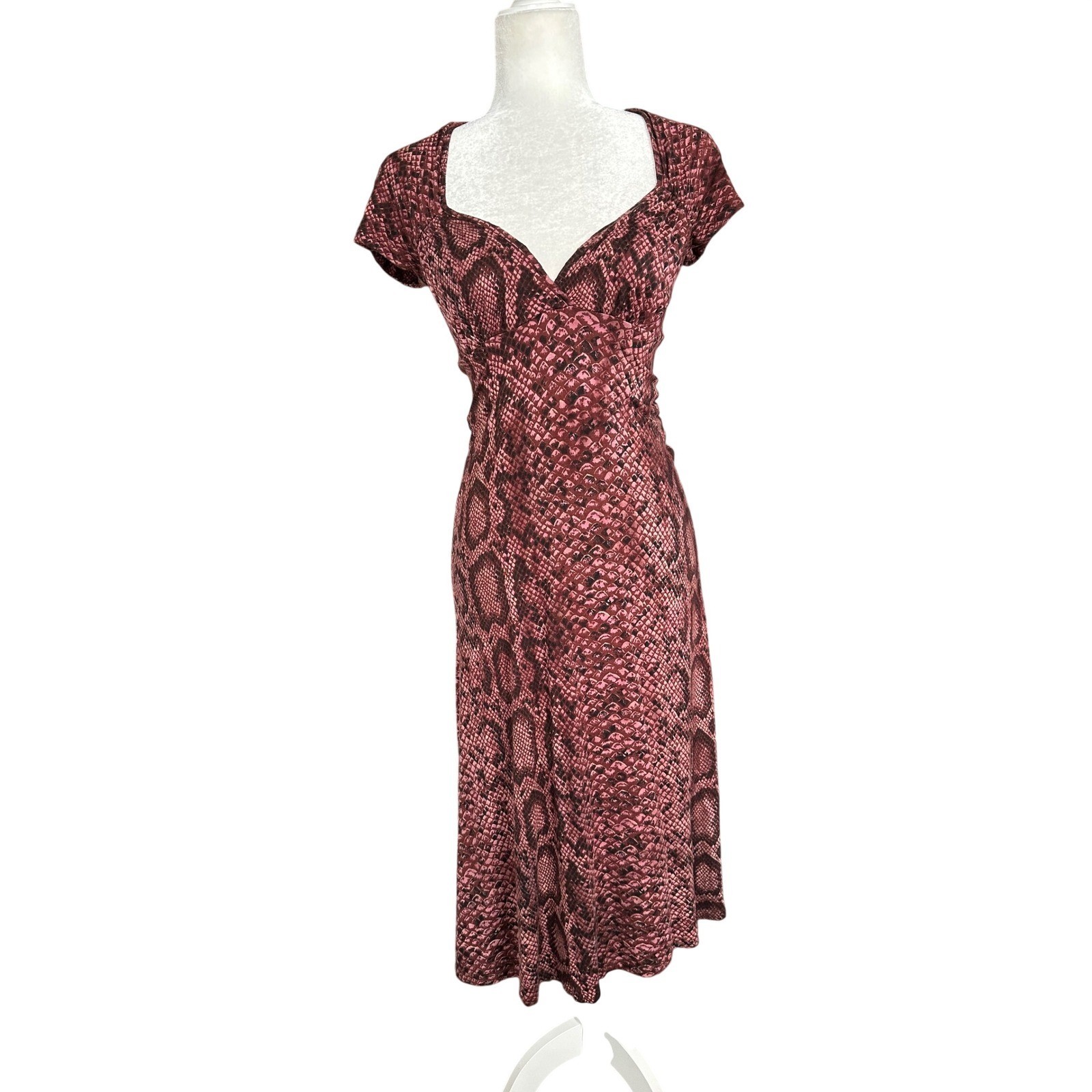 Betsey Johnson Vintage Dress S Snake Print Sweetheart Midi Y2K 90’s Grunge