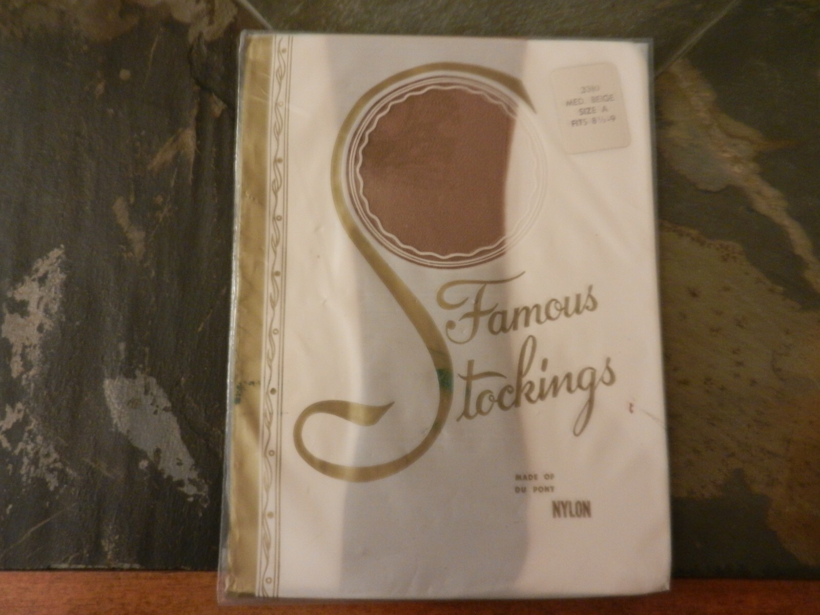 Vintage Famous Stockings Med Beige Size A (8 1/2-9)
