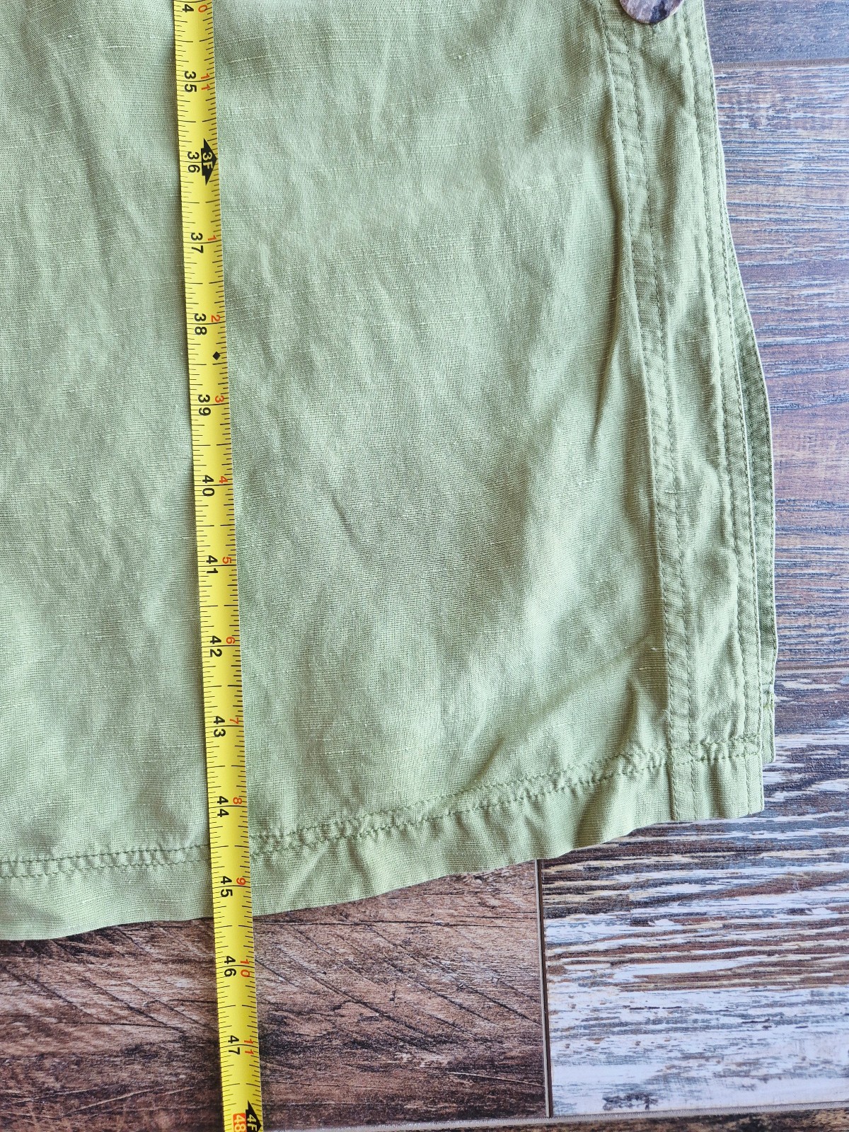 Vintage Loose Threads by Virginia Moreno Silk Linen Side-Button Dress Green Sz.S