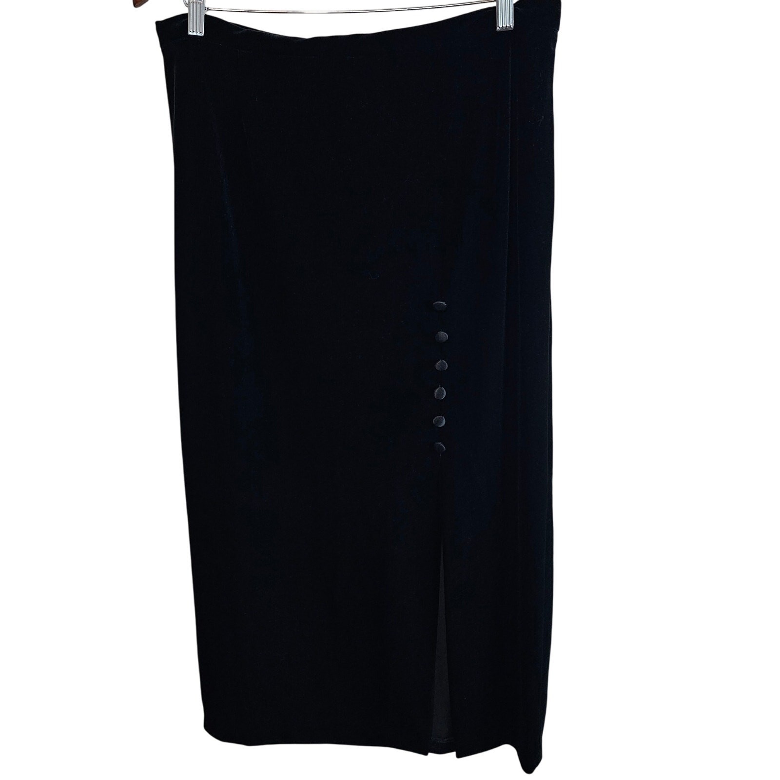 Another Thyme Vintage Velvet Skirt Womens Size 12 Black 90s Maxi Whimysgoth