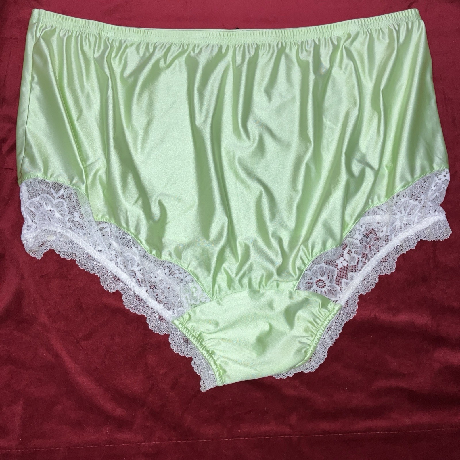 2x 3x Mushroom Gusset Panty Silky Nylon Satin Lace Brief Sissy Vintage styl