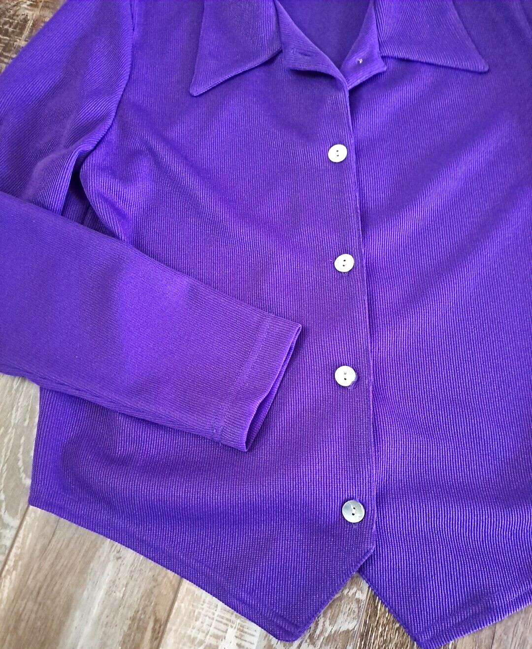 Vintage Womens California Connection Skirt Set Purple Long Sleeve Knee Length S