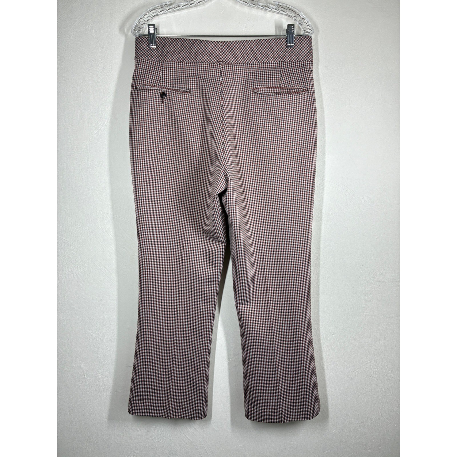 Vintage 70s Brown Plaid Bell Bottoms 31.5 x 28.75 Flare Leg Trousers Mod Groovy