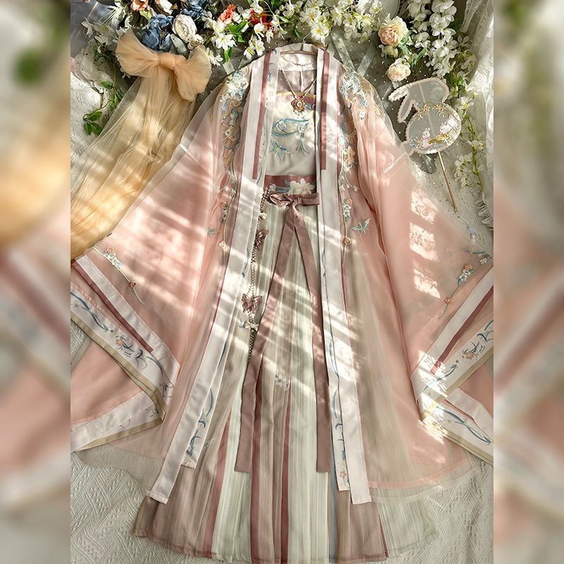 Ancient Chinese Traditional Women Song Dynasty Embroidery Print Hanfu Dress