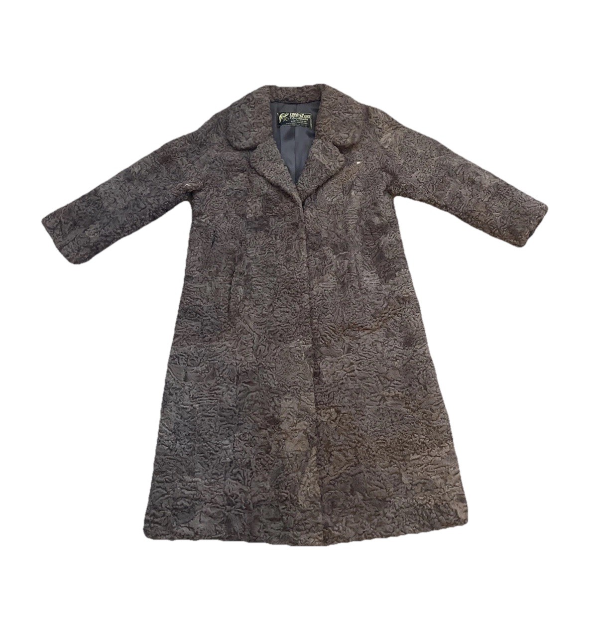Vintage Karakul Lamb Toronto Furs Brown Coat K. Bouyotonoulos Athens Greece M/L