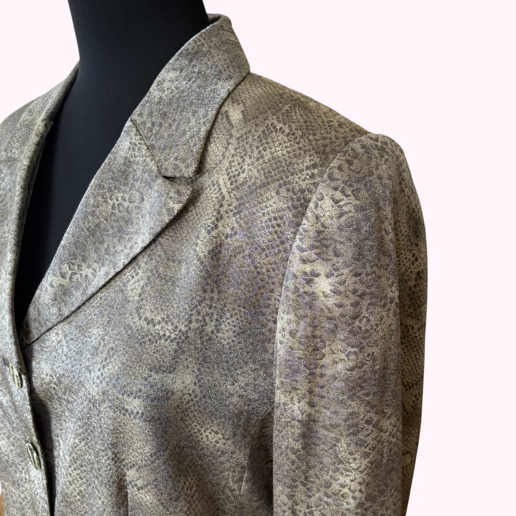 Vintage 90s Bergamo by EBI Snakeskin Single Breasted Blazer Size 10