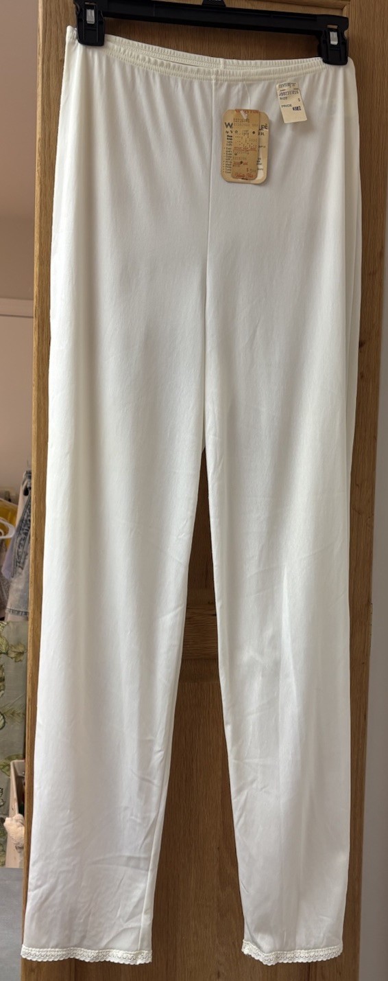 Vintage Vanity Fair Ivory Pajama Bottoms Pants Slip Pants Nylon Antron III Small