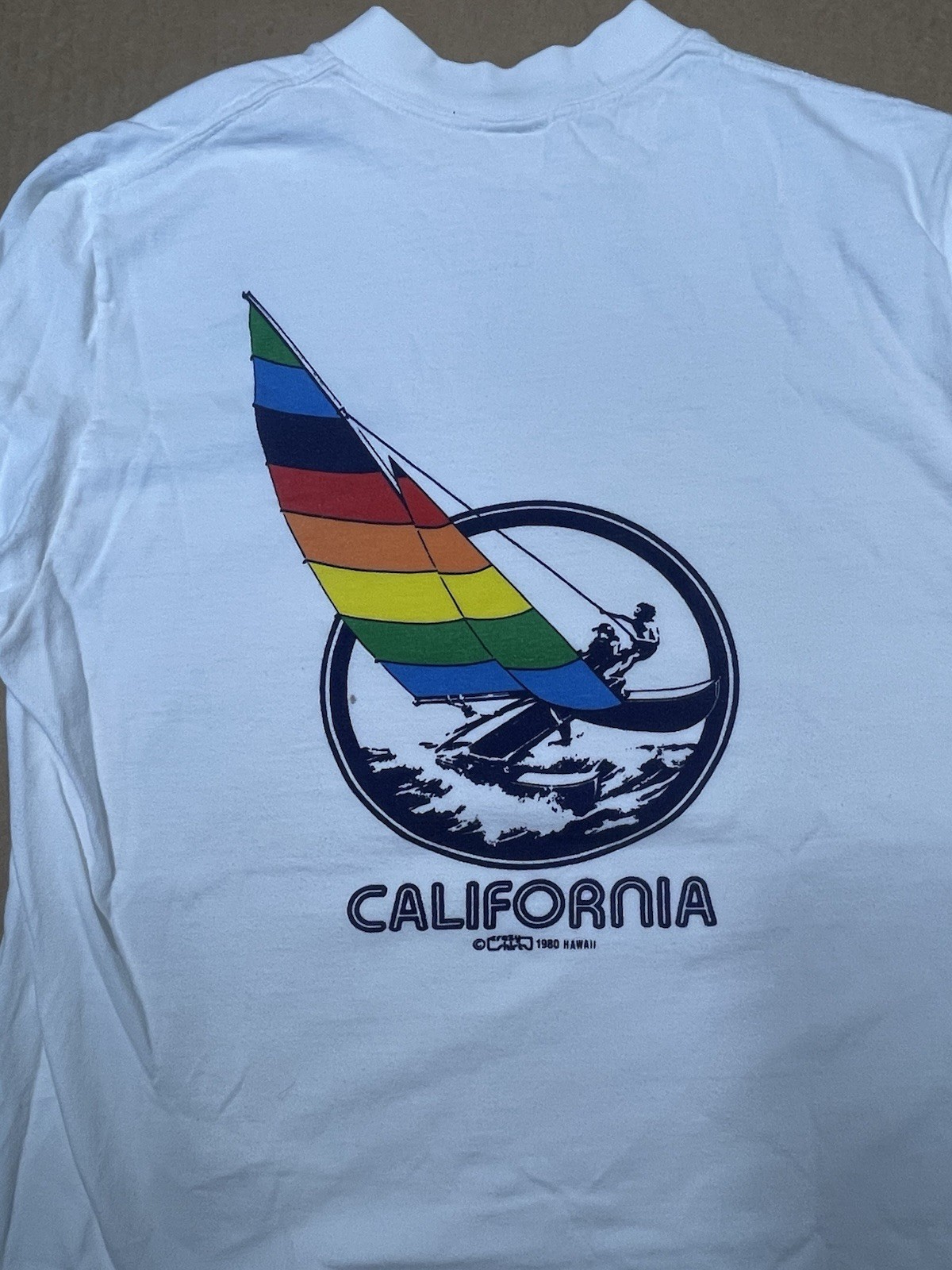 VTG Crazy Shirt Women Shirt Medium Long Sleeve Rainbow Sailboat California