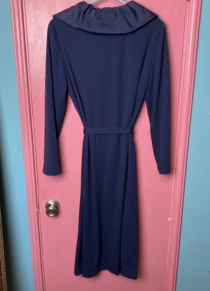 Vintage 60s/70s Navy Blue Midi Cocktail Dress by Umba for Parues Feinstein