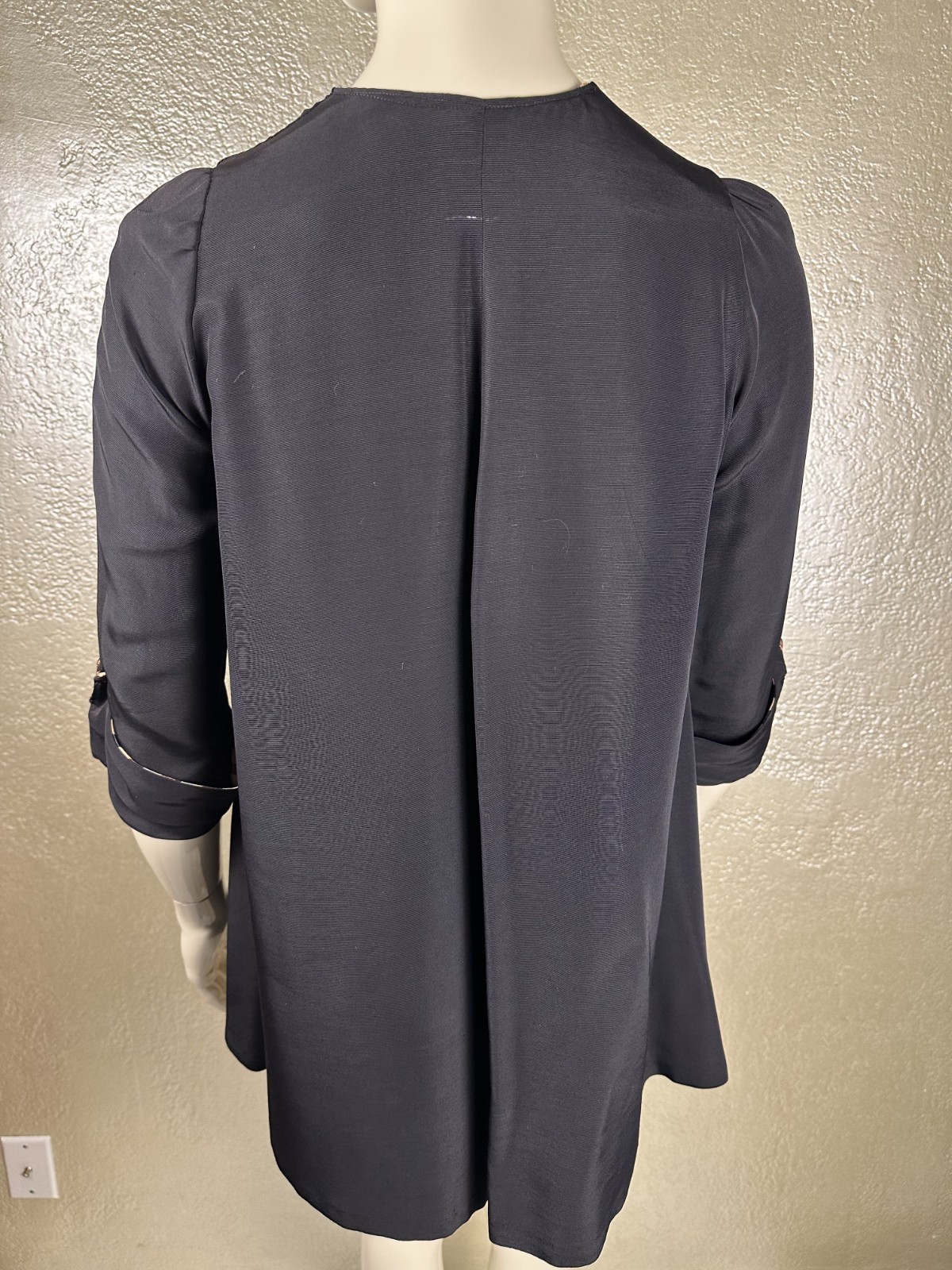 Vintage 1940’s Handmade Black Satin Rayon Jacket Lightweight ¾” Sleeve Petite