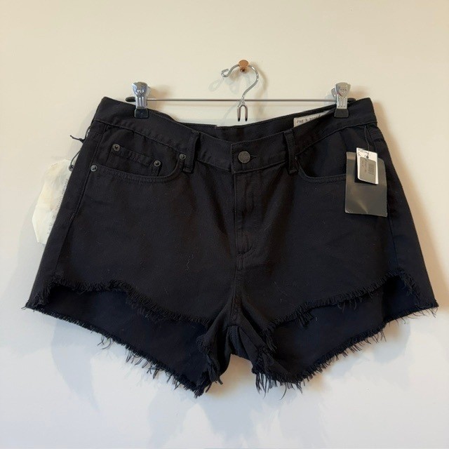 NWT rag & bone Black Denim Cutoff Jorts High Rise Shorts | Size 32 | $165