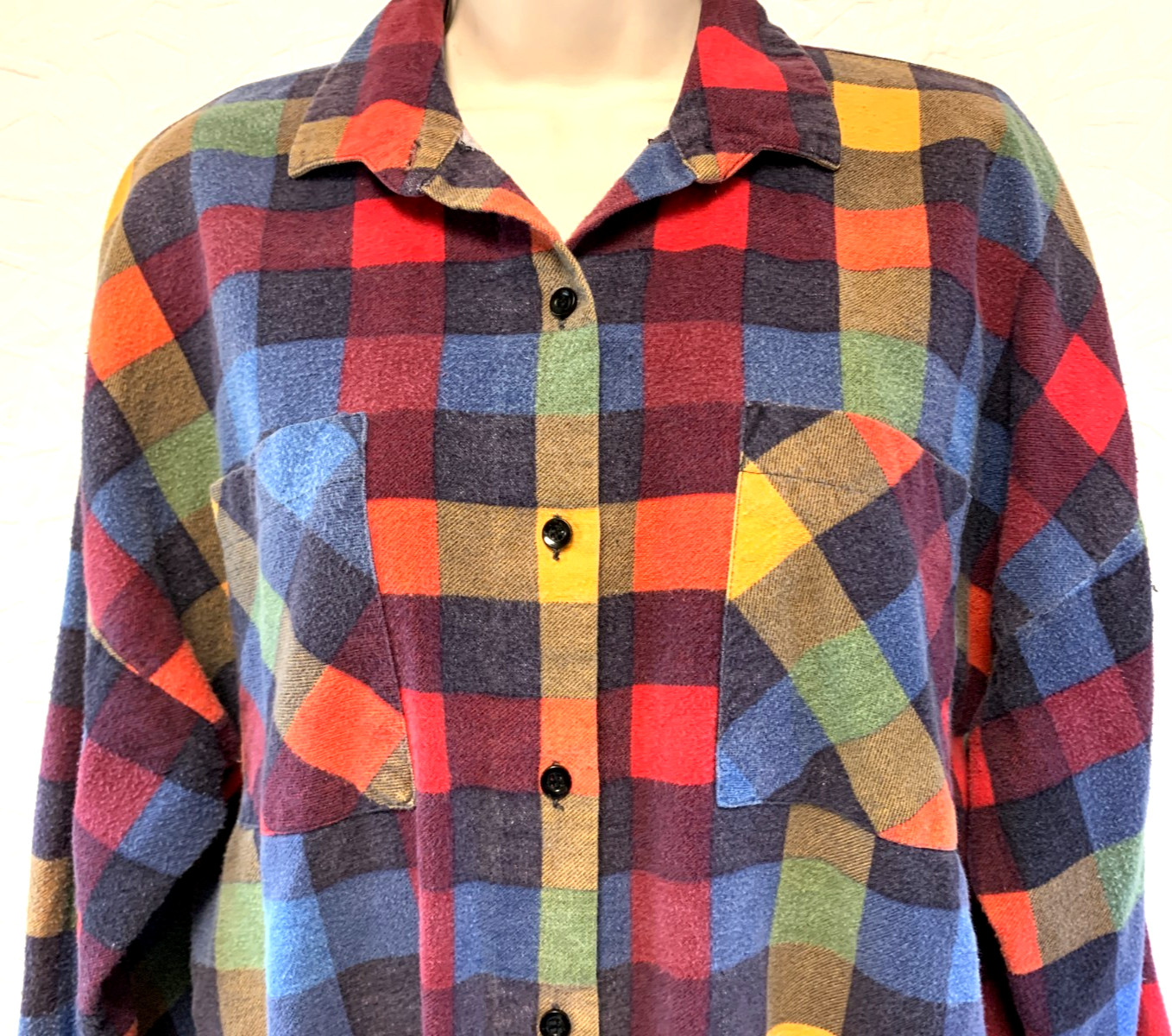 Vtg Sears the Fashion Place Long Sleeve Button Up Shirt Plaid Flannel Women’s 14