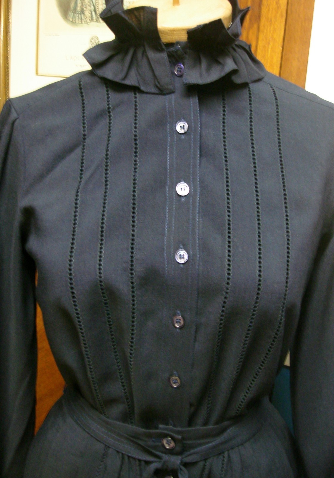Vintage JAEGER London 100% Wool Blouse and Skirt in Navy