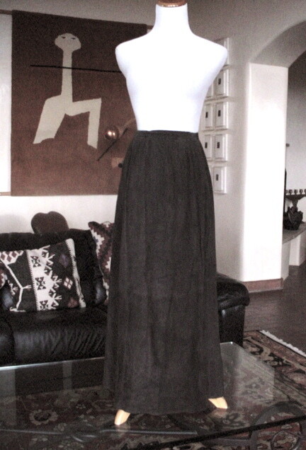 Vintage DONNA KARAN Brown Goat Suede Skirt Size 4 Maxi Wrap 1980’s France