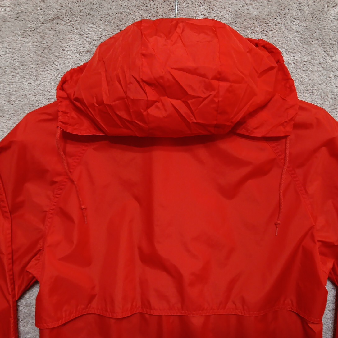 Vtg Woolrich Anorak Jacket Women’s M Red Full Zip Fold Away Hood Y2K Retro 80s