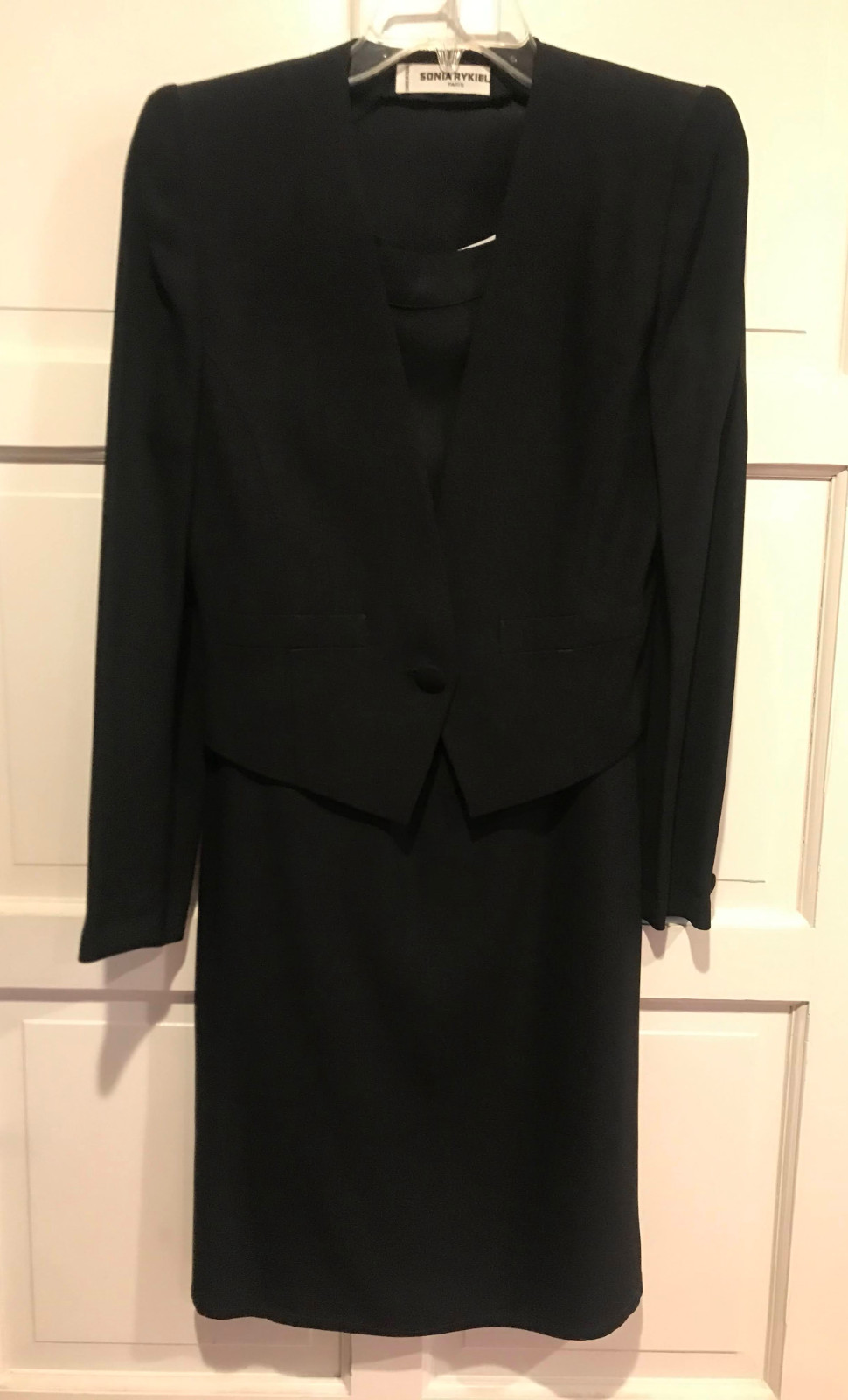 Vintage Sonia Rykiel Paris Little Black Dress with Embroidered Jacket Size 36/38