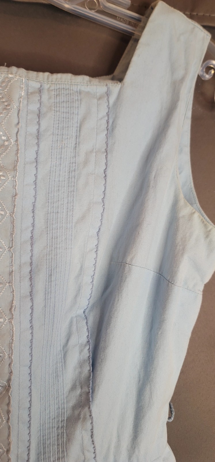 Vintage 1950s Betty Barclay Fit and Flare Dress Blue & white Embroidery Sz XS