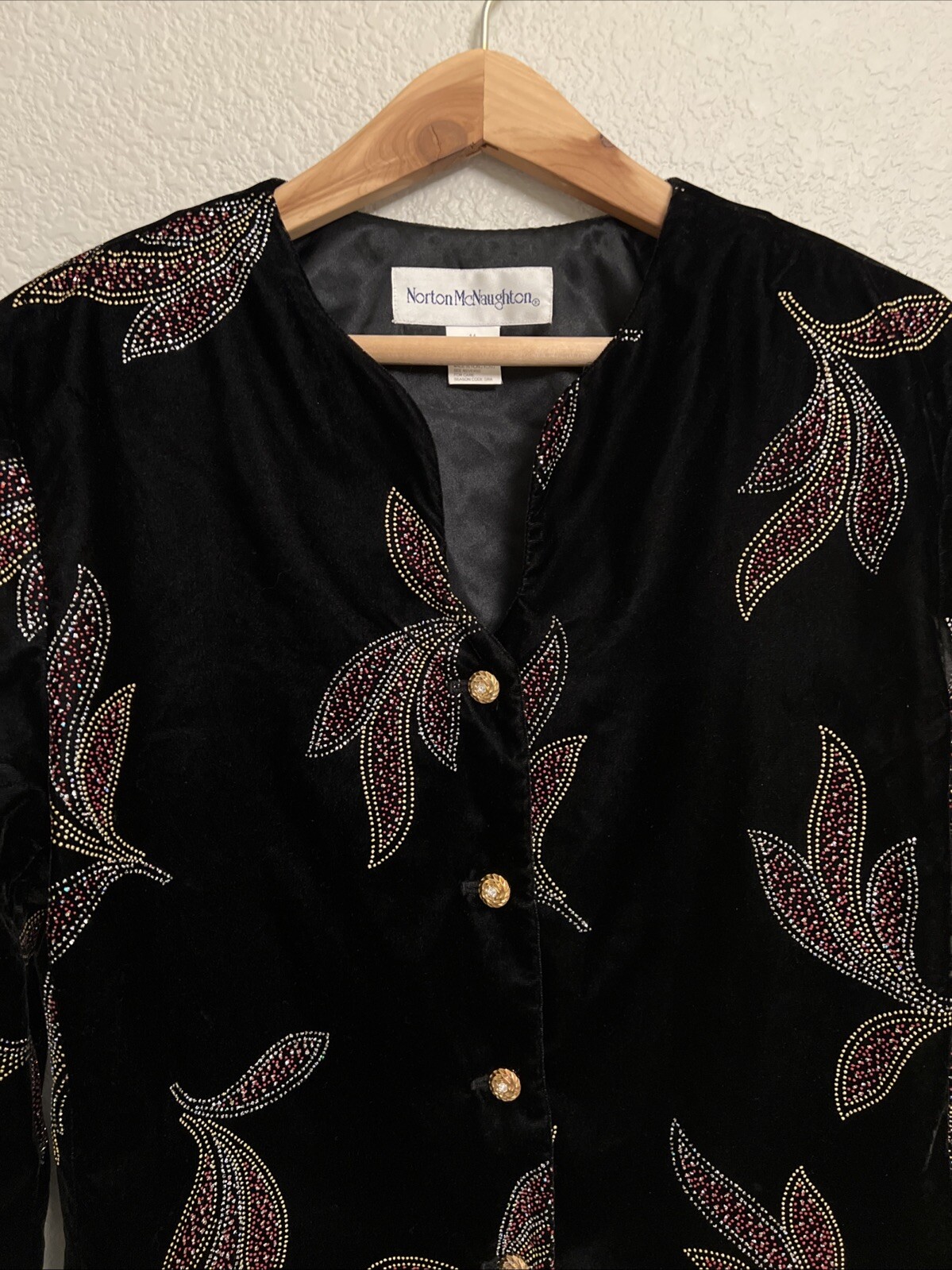 Vintage Norton Mcnaughton Velvet Blazer Jacket Top Whimsigoth Old Money Black 14
