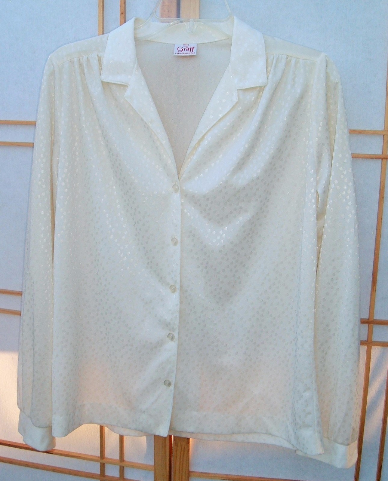 Vintage Top Secretary Blouse GRAFF button front cream Classiccore Career cottage