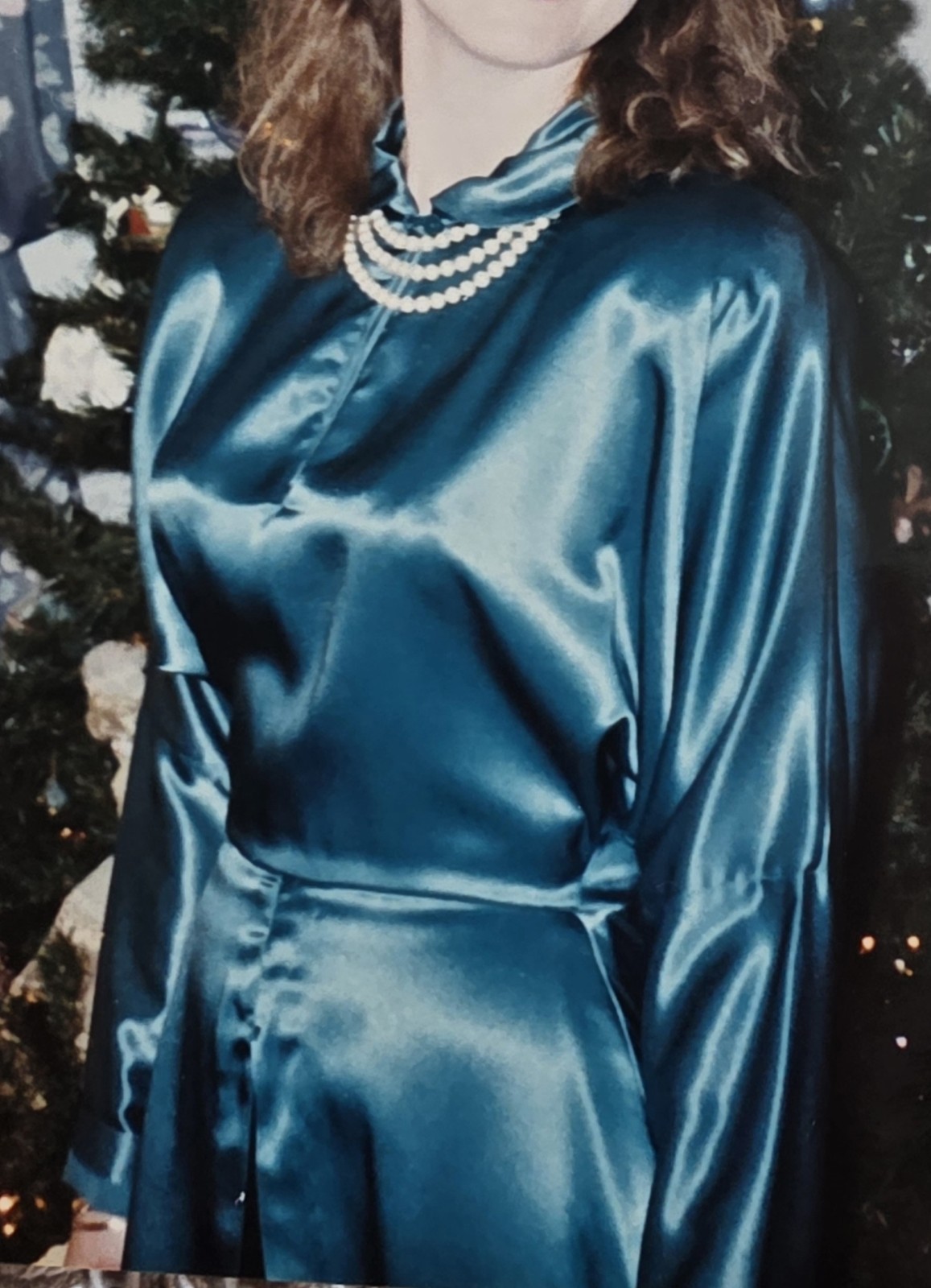 Unique Vintage 1980s Norma Kamali Green Satin Cocktail Midi Dress with Peplum