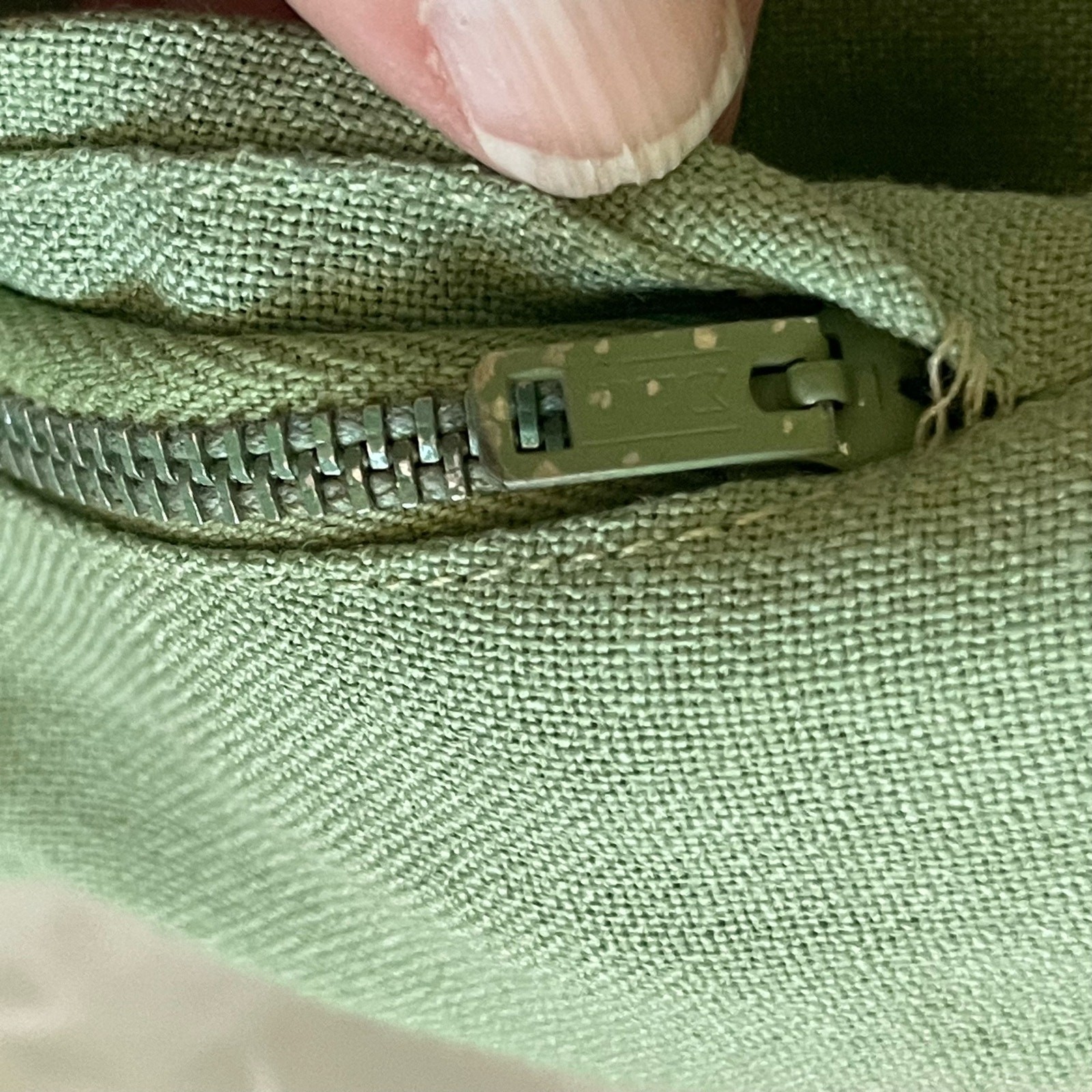 Beaded Sexy Green Wiggle Dress 1960’s Linen A-Line Pencil Skirt W/Pocket Vintage