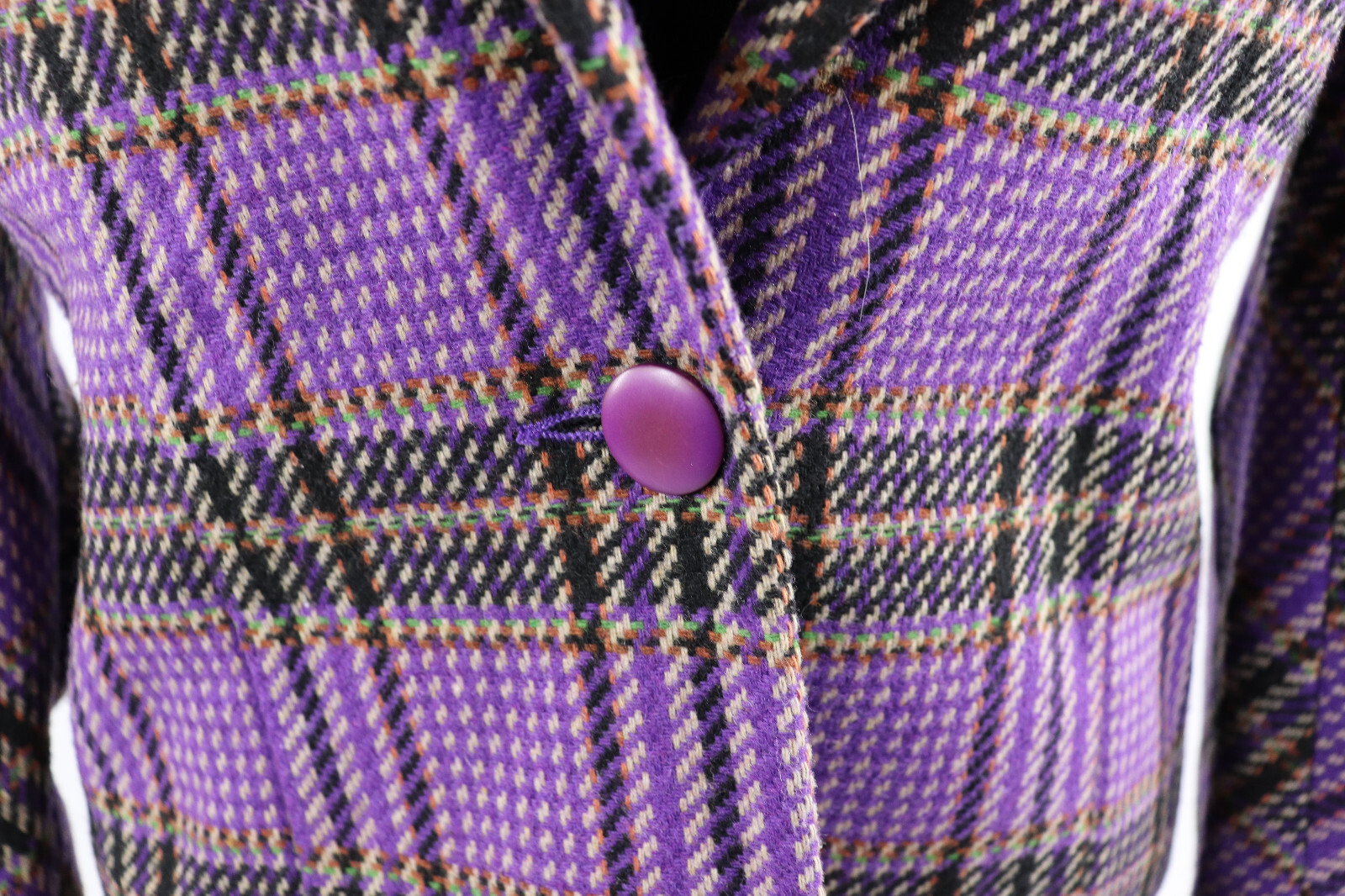 80s Apropos Inc – Sandra Roth Ciaosport – Purple and Black Plaid Blazer Coat