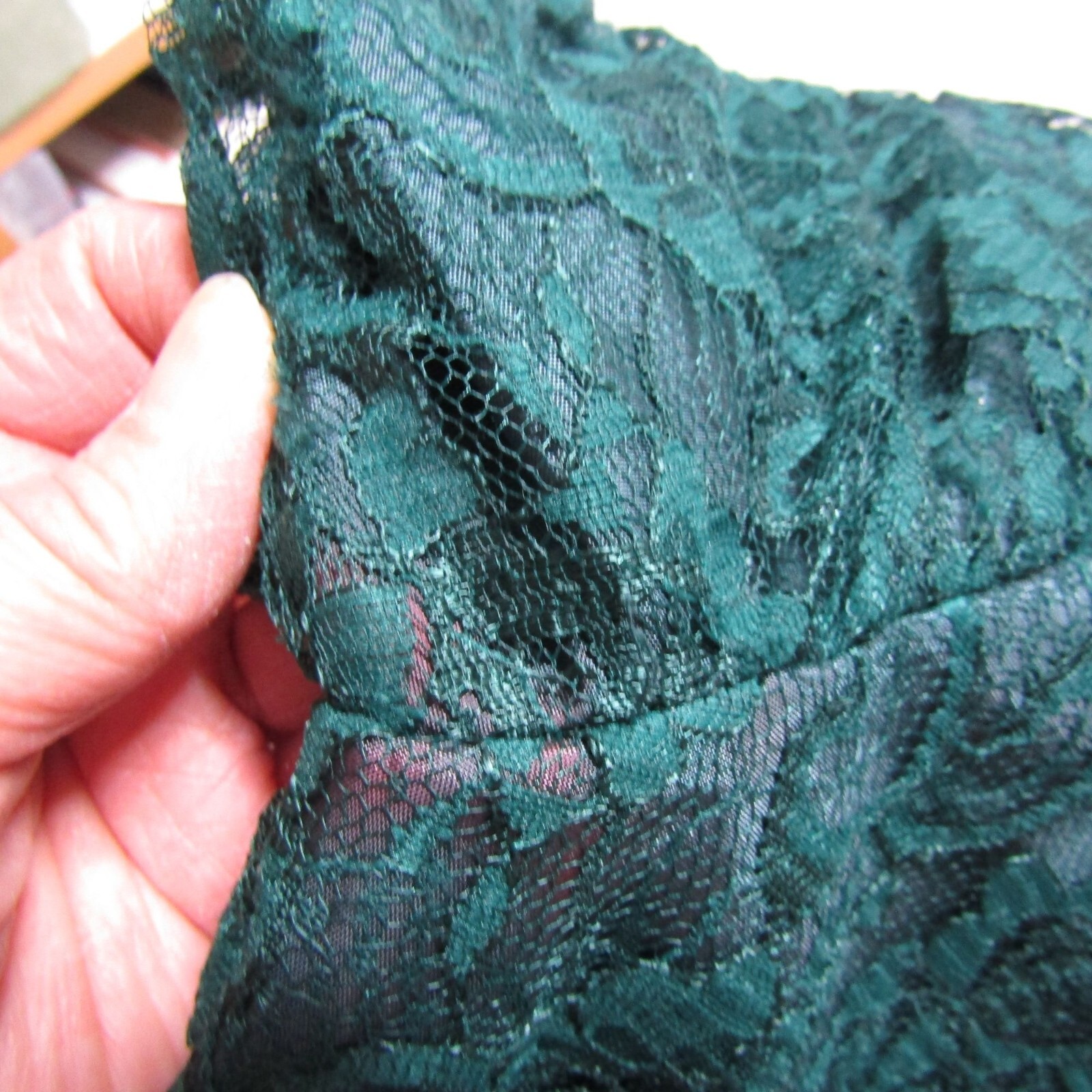 VTG 80s Forest Green S LACE Milkmaid WHIMSIGOTH Romantic Fairy Maxi Prom dress