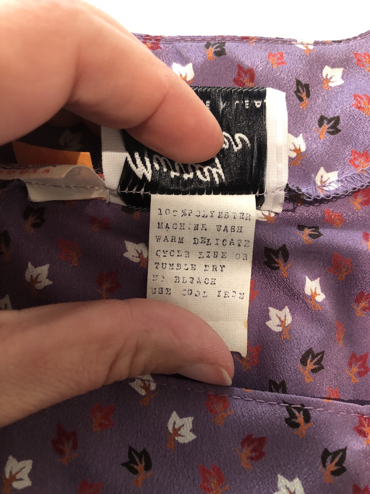 Vintage Murray Meisner Dress Plum Purple Fall Leaf Leaves Design XS Union Made