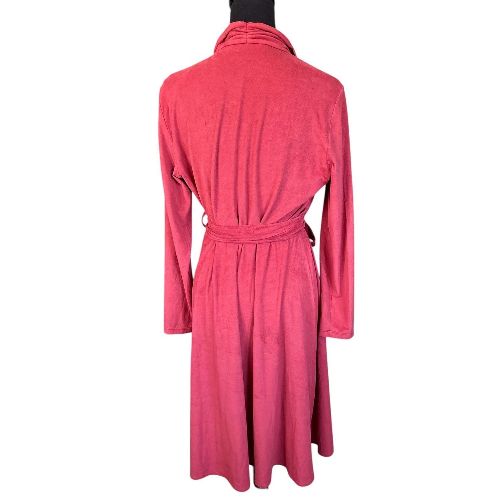 Vicky Tiel Rust Colored Faux Suede V-Neck, Long Sleeve Wrap Dress, Large, Luxury
