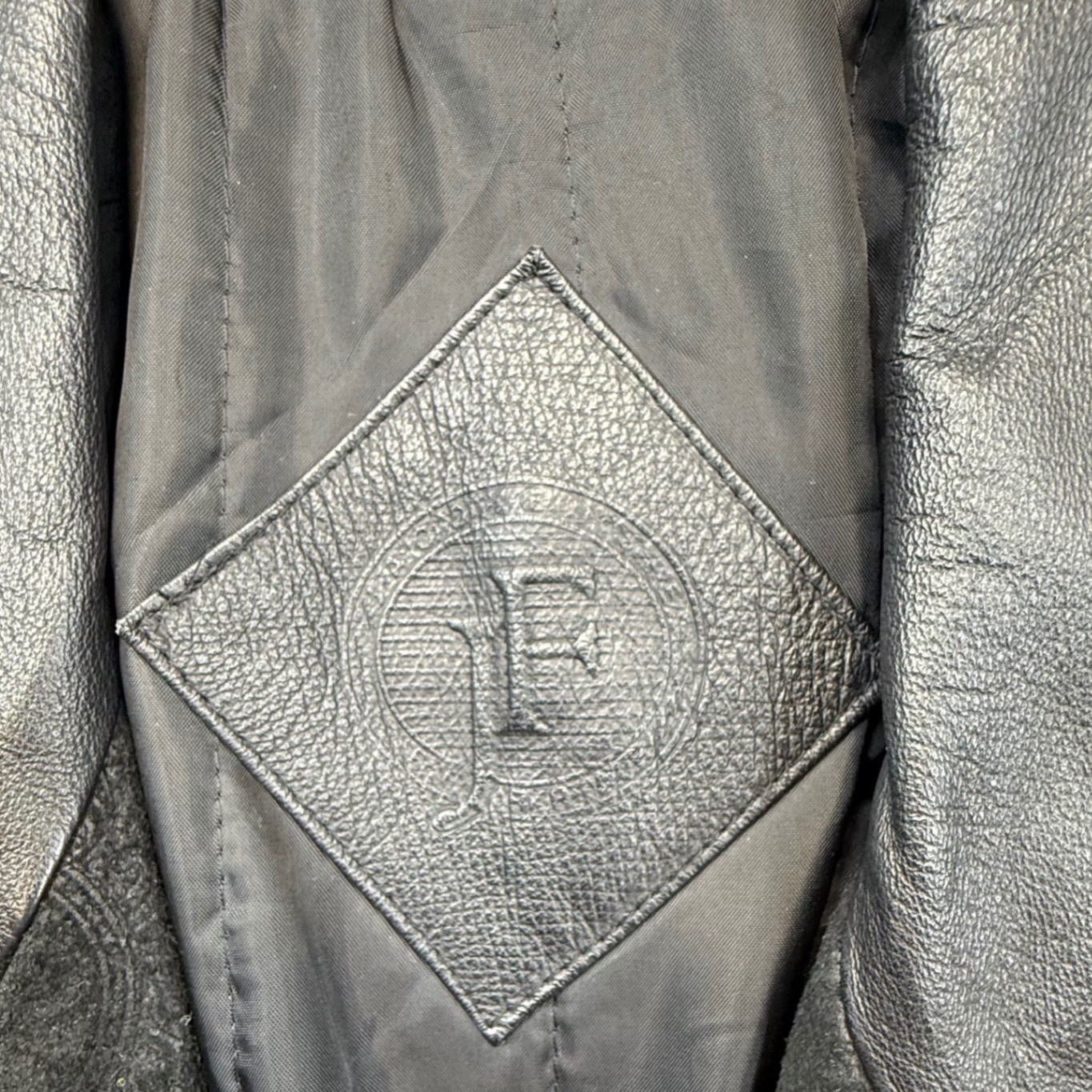 JF Leather Trench Coat Womens Medium Black VTG Retro 90s Lace Trim Western