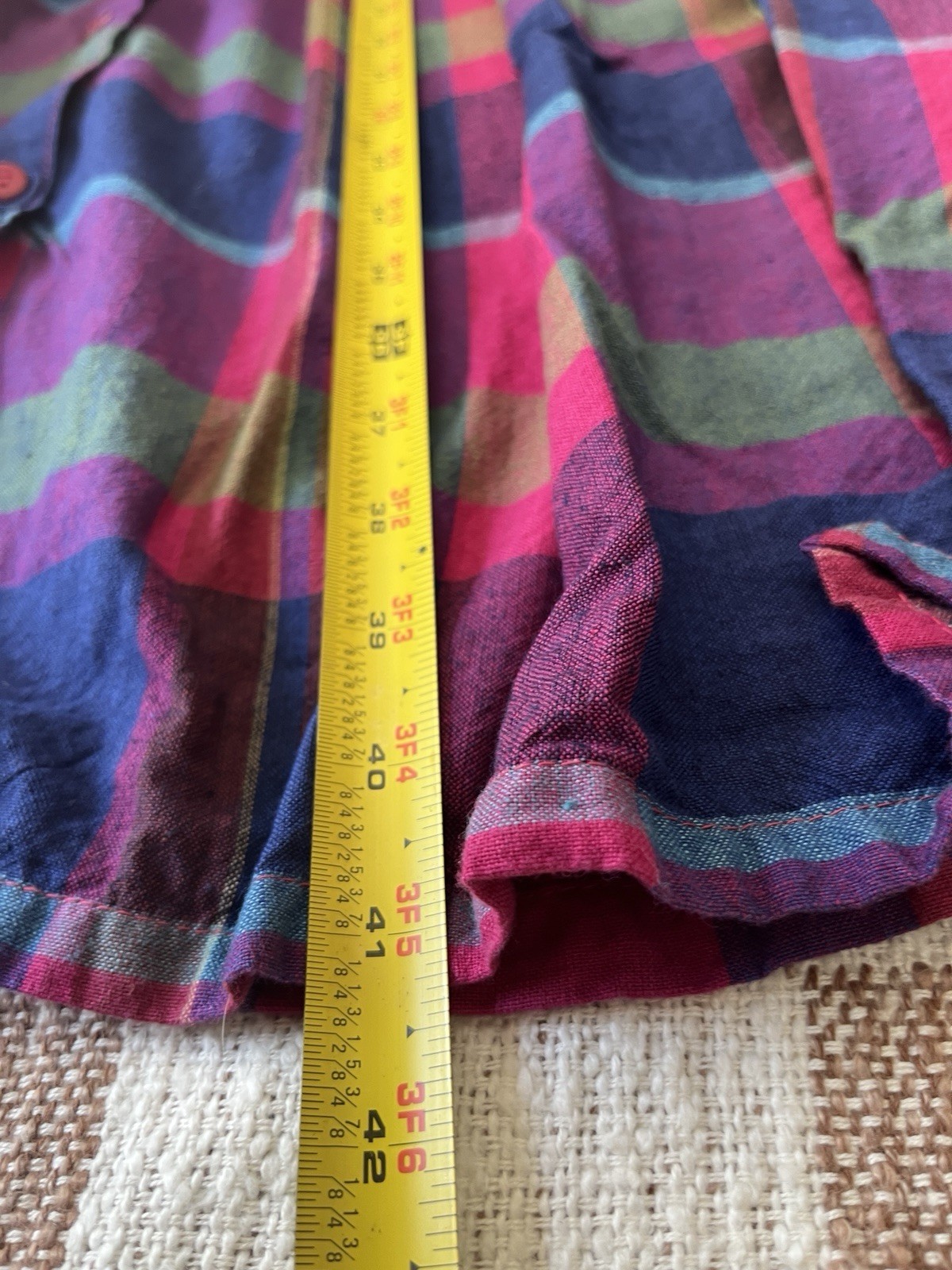 Vintage 90s plaid jumper day dress womens M pink purple blue green sleeveless