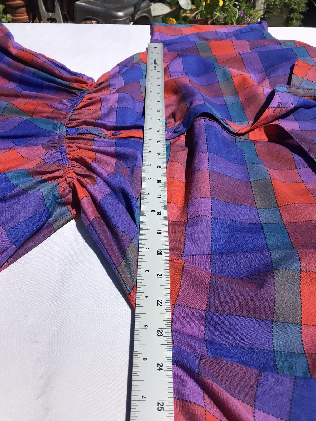 Vtg 80’s AMERICAN SHIRT DRESS Women’s M L 13 Geo Color Block Belted Shldr Pads