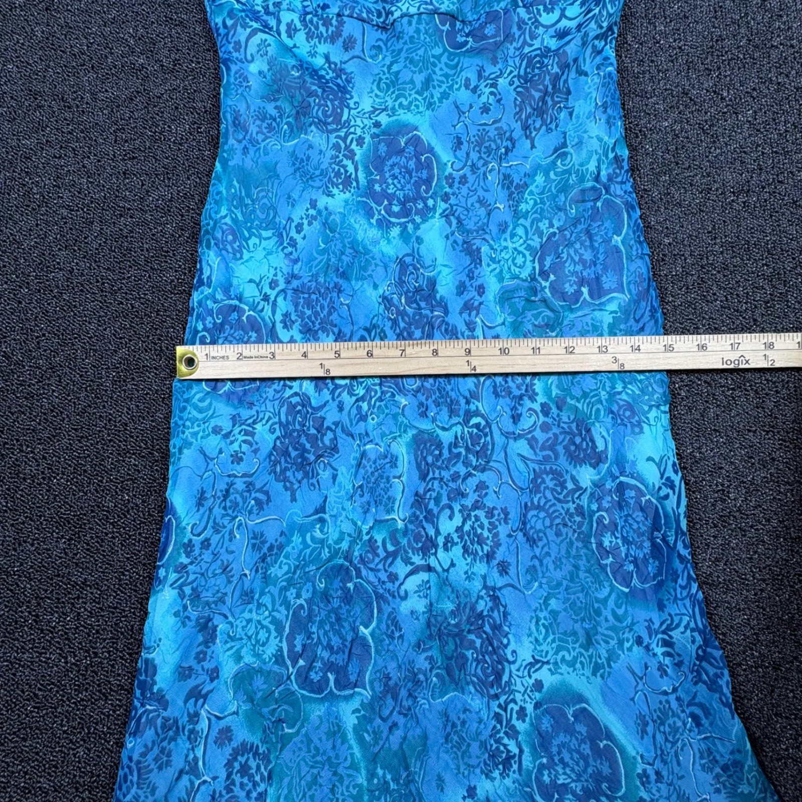 Vintage 90s Mica Damask Empire Waist Midi Dress Womens 4 Sleeveless Sweetheart