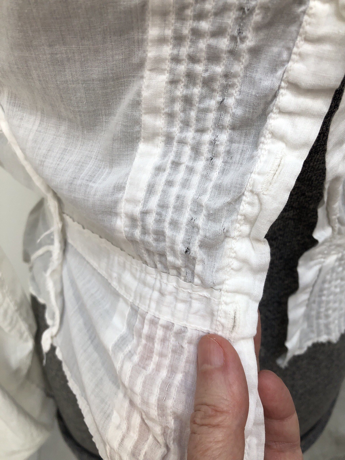 VTG 1900s White Lawn *GIBSON GIRL 2Pc Pigeon Breast WEDDING DRESS Filet Lace