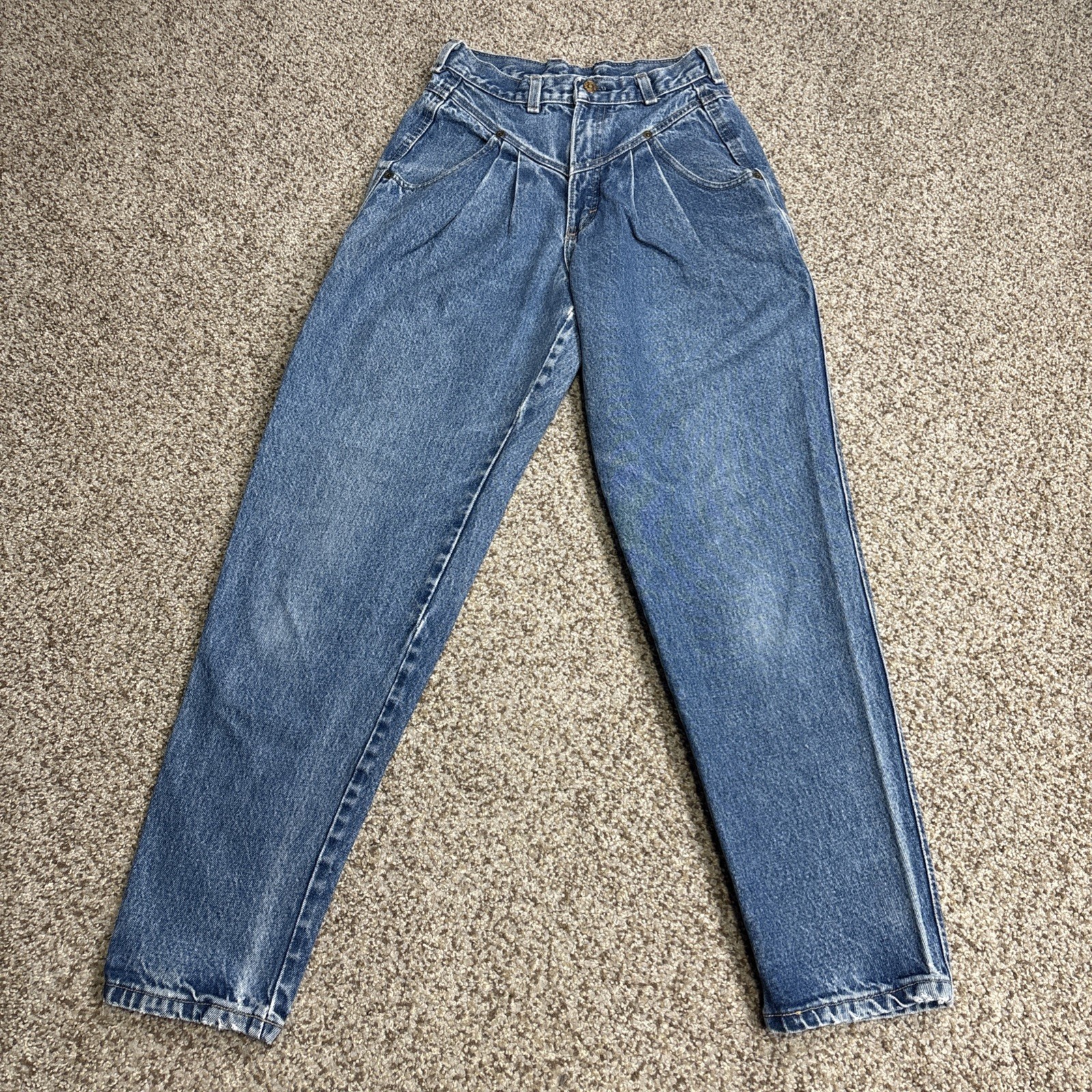 Zena Denim Jeans Women 9 Fits 24 X 28.5 Taper Leg Pleated VTG 90’s