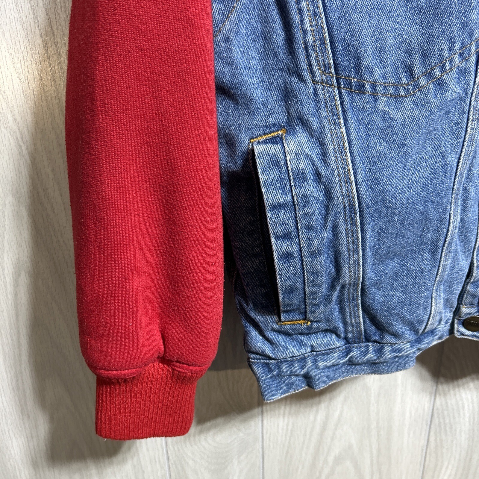 Out Brook Vtg 90s Grunge Denim Jean Hoodie Vest Jacket Coat Women’s Size Medium