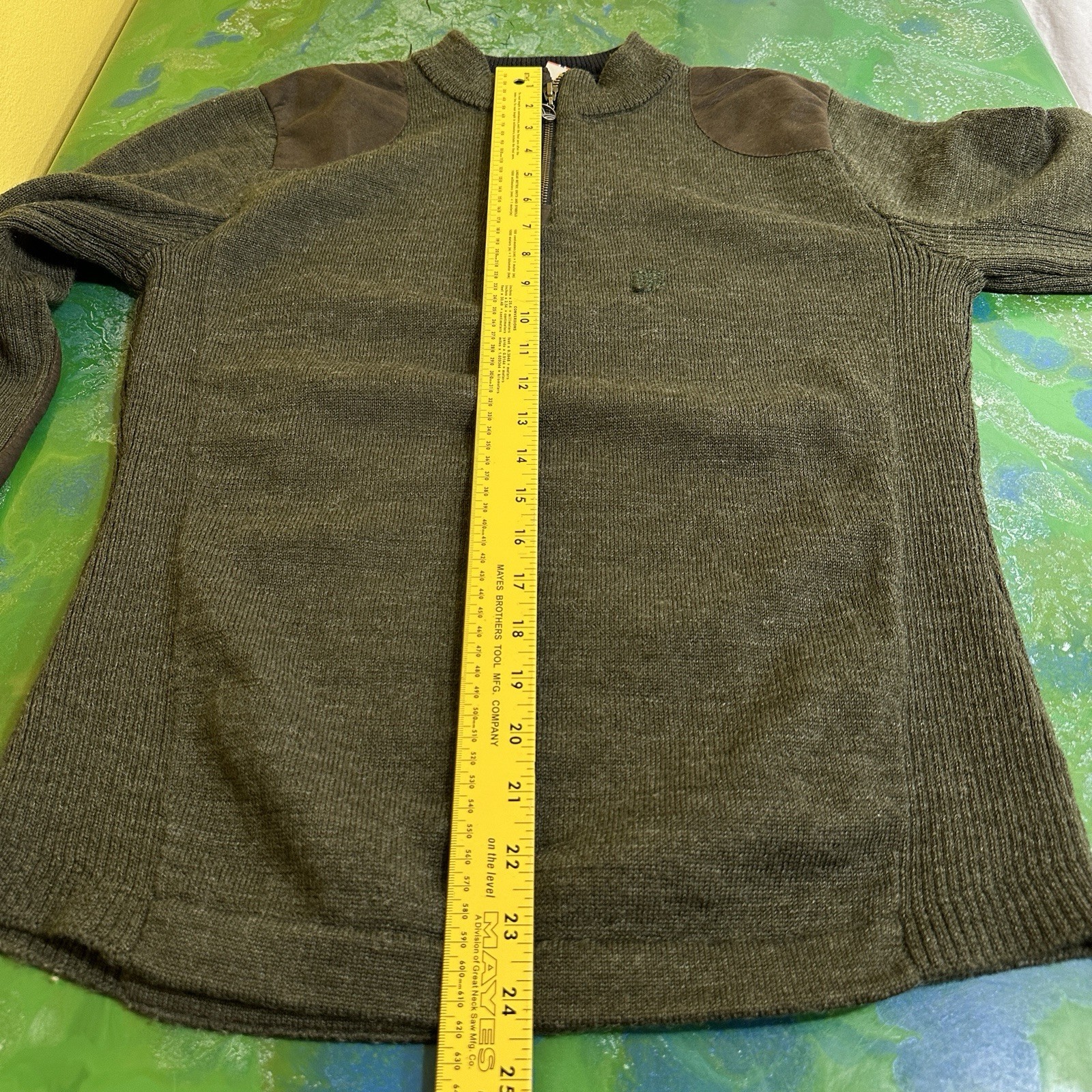 Vintage Dale of Norway Large Women’s 1/4 Zip Wool Sweater w/Elbow Patches Green