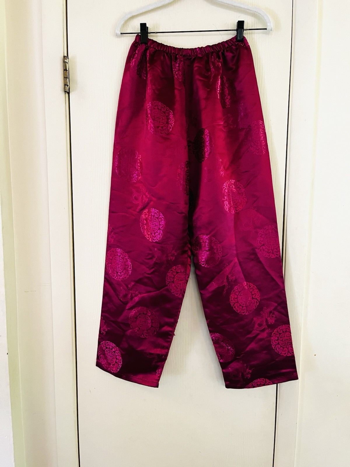VTG Handmade Asian 70s Brocade Bohemian Festival Hippie Satin Pants S