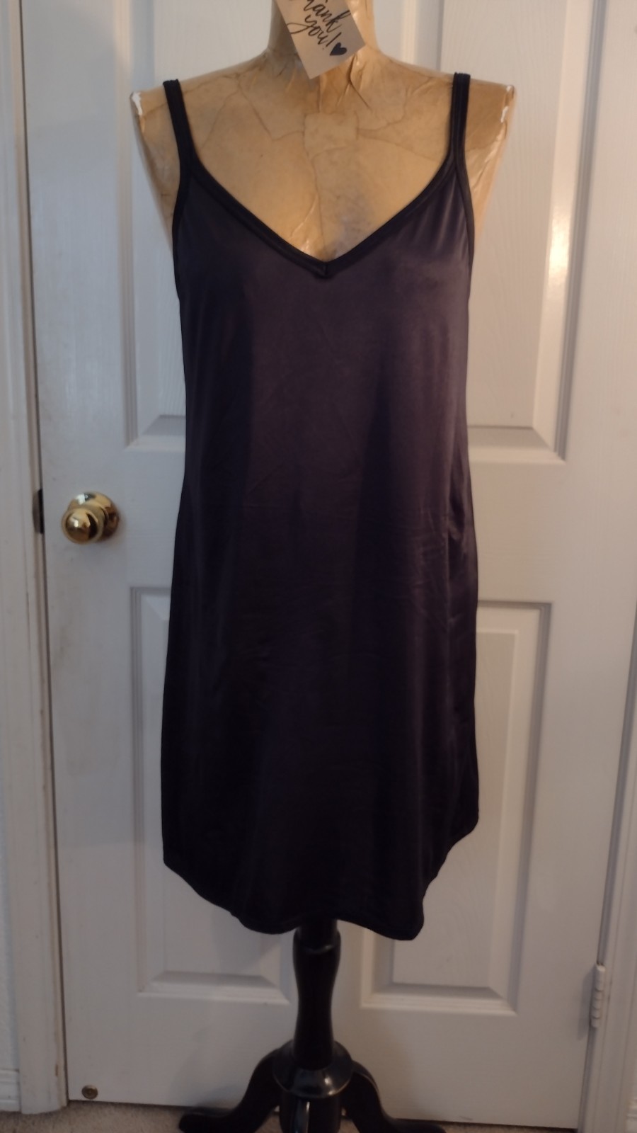 Y2K Women’s Black Slip Dress Lingerie Nightgown with Spaghetti Straps