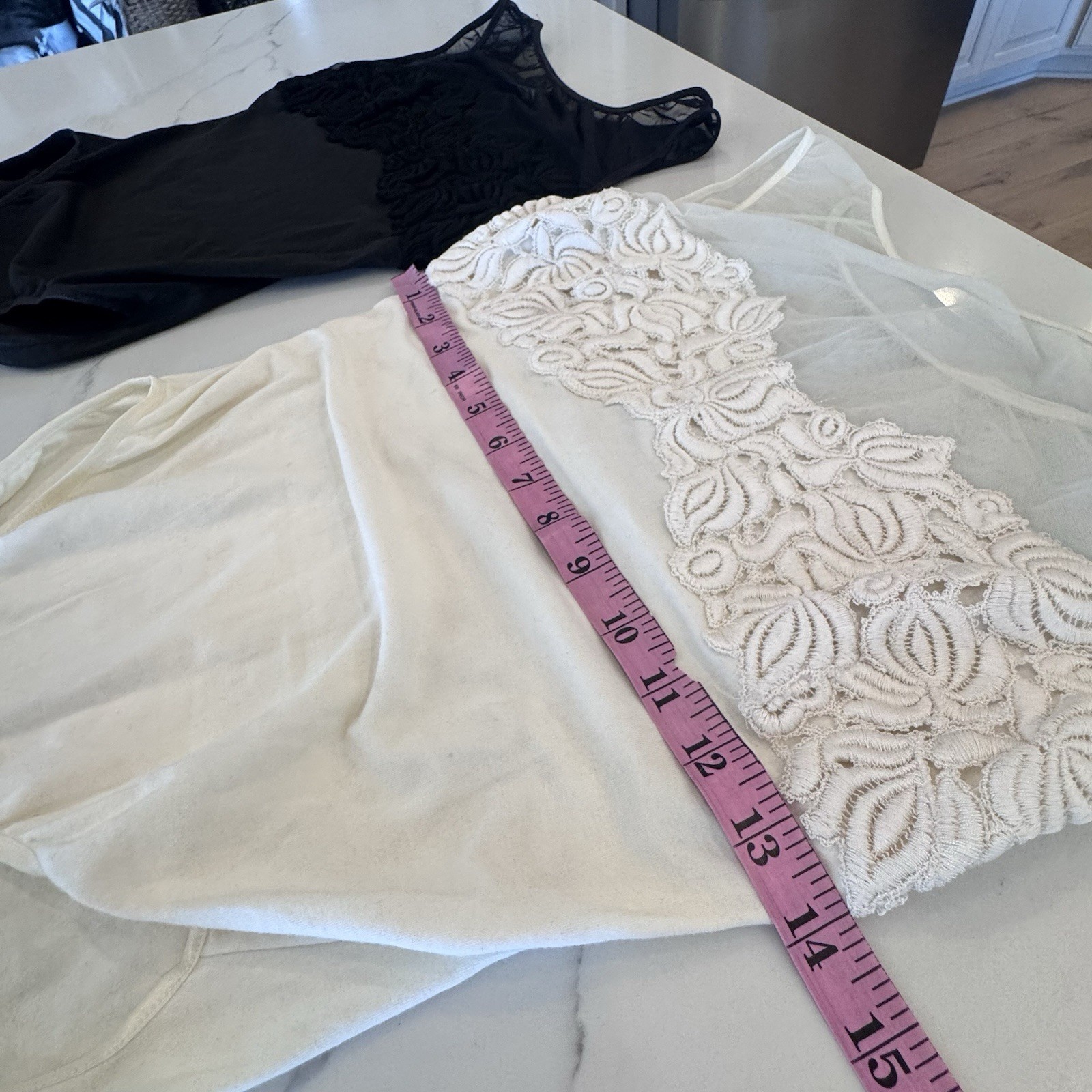 Vintage Lynn La Cava Bodysuits Lots Of 2 Sheer Floral Black & Cream Sz. Large