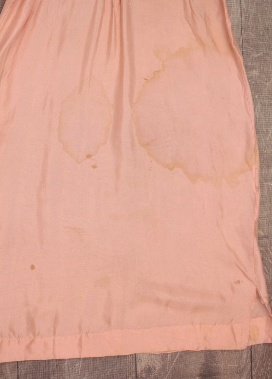Vtg Women’s 30s Sheer Cream & Yellow Floral Pink Lining Chiffon Dress M/L 1930s