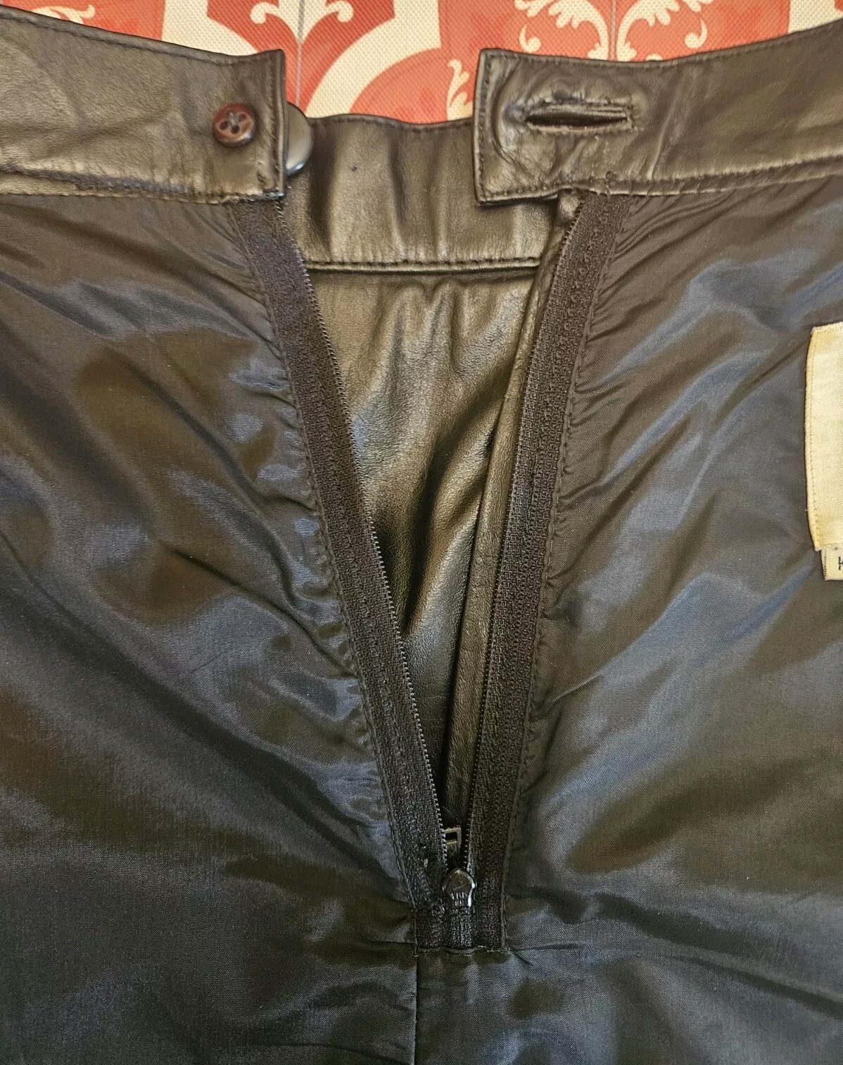 Vintage Wilsons Y2K Black Leather Pencil Slit Skirt (10) Punk Rock Grunge, Biker