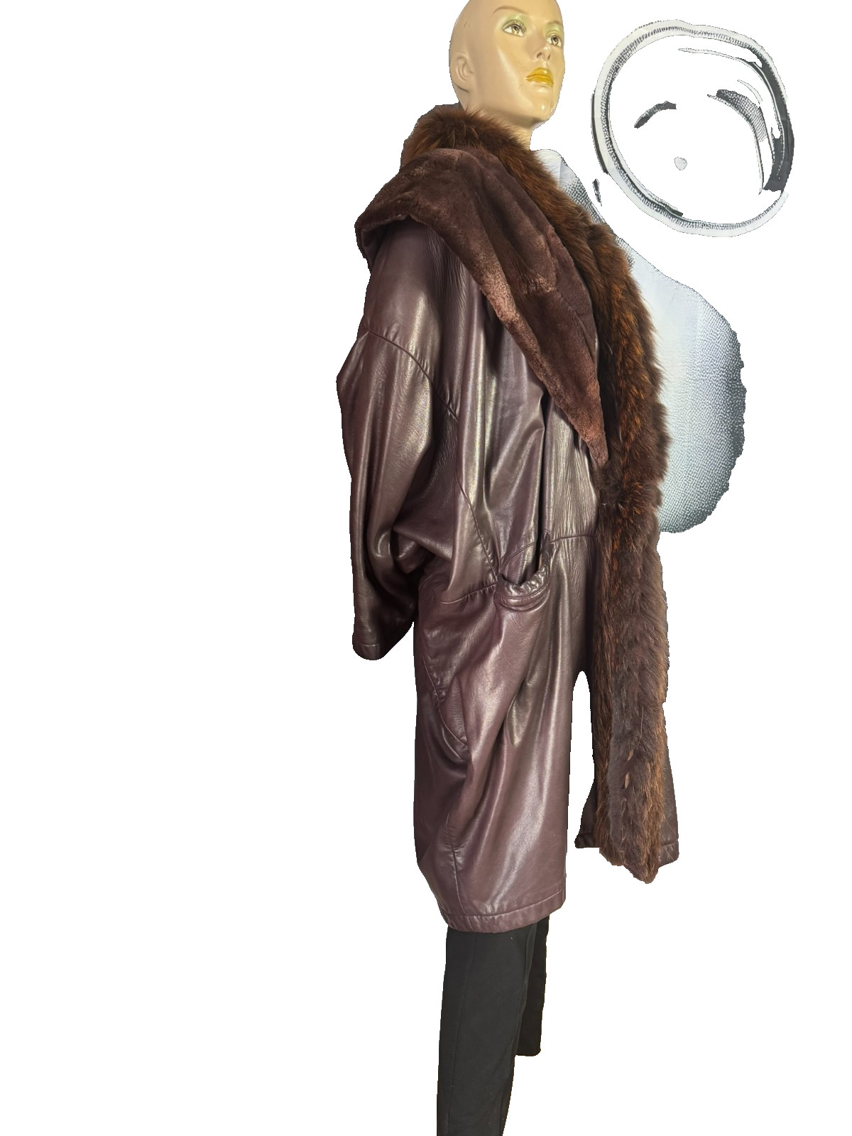Vintage Leather Coat XL 80s Italy Lamb Nappa Shearling Oversized Venus