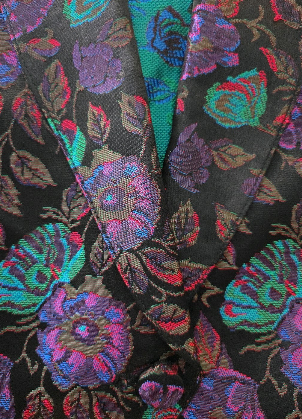 Vintage Multicolor Cropped Granite Floral Blazer – Size M