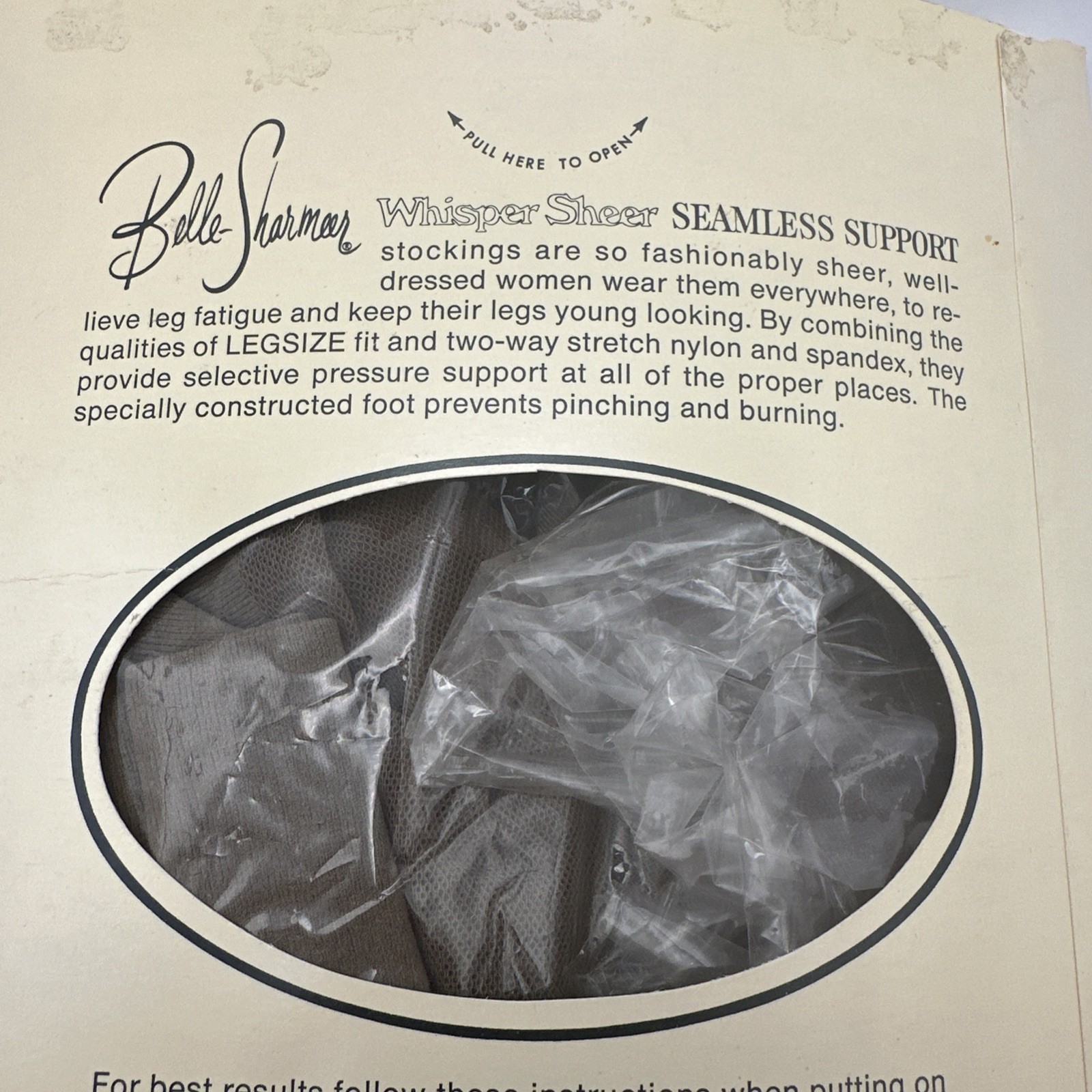 Belle Sharmeer Vintage Stockings Whisper Sheer 10.5-11 Seamless Support Wood Hue