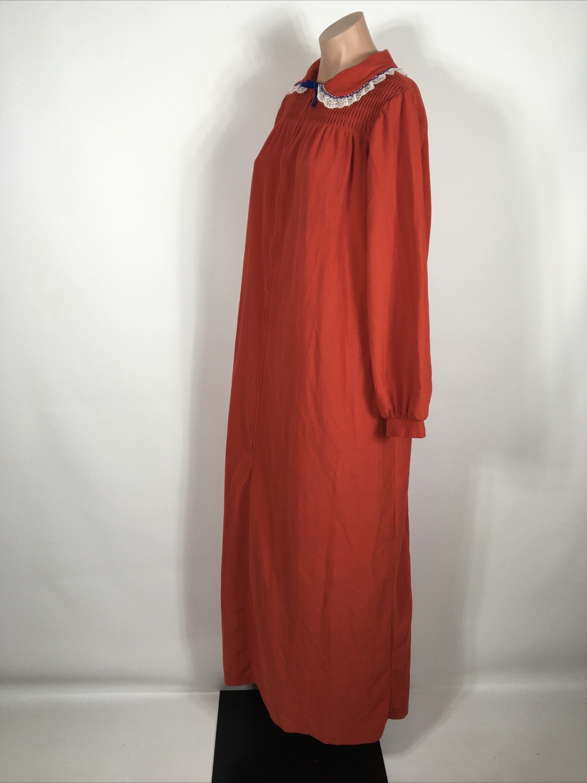 Vtg 70s Jennifer Dale NIGHTGOWN RED Floral Long Full Length Gown 13 ROBE UNION